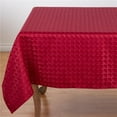 thumbnail image 1 of SARO 6081.BU70S 70 in. Scintillio Square Polyester Christmas Table Cloth with Checkered Pattern - Burgundy, 1 of 5