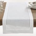 thumbnail image 1 of SARO 6300.W1690B 16 x 90 in. Rectangle Classic Hemstitch Border Table Runner  White, 1 of 5