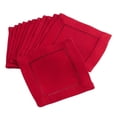 thumbnail image 1 of SARO 6301.R6S 6 in. Square Classic Hemstitch Border Cocktail Napkin  Red - Set of 12, 1 of 5