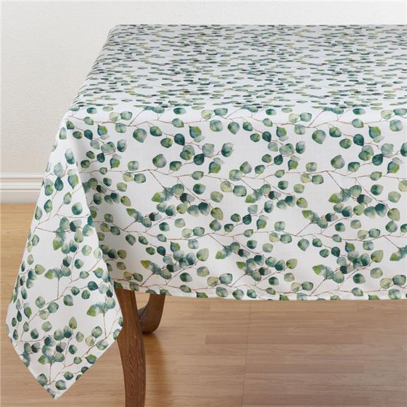 SARO 70 in. Square Eucalyptus Design Tablecloth - Eucalipto