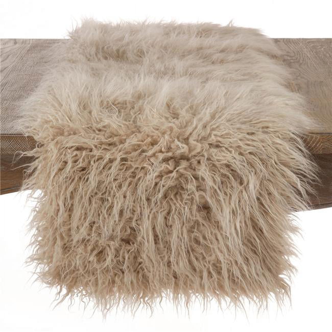 Table Fur Rug SARO 706.OM1672B 16 x 72 in. Rectangle Mongolian Faux Fur Table Runner ...