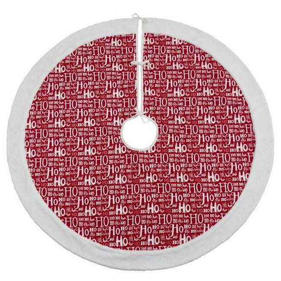 SARO  72 in. Round Red Ho Ho Ho Christmas Tree Skirt