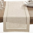 thumbnail image 1 of SARO 731.N1690B 16 x 90 in. Rectangle Hemstitched Linen Blend Table Runner - Natural, 1 of 5