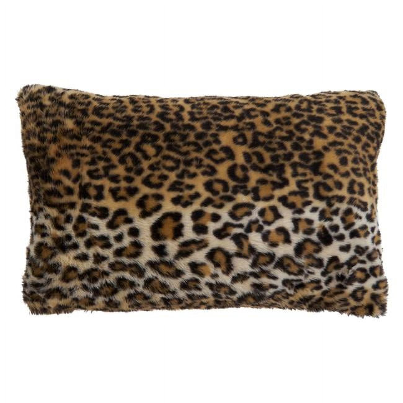 Brown Cheetah Print Faux Fur Rectangular Throw Pillow
