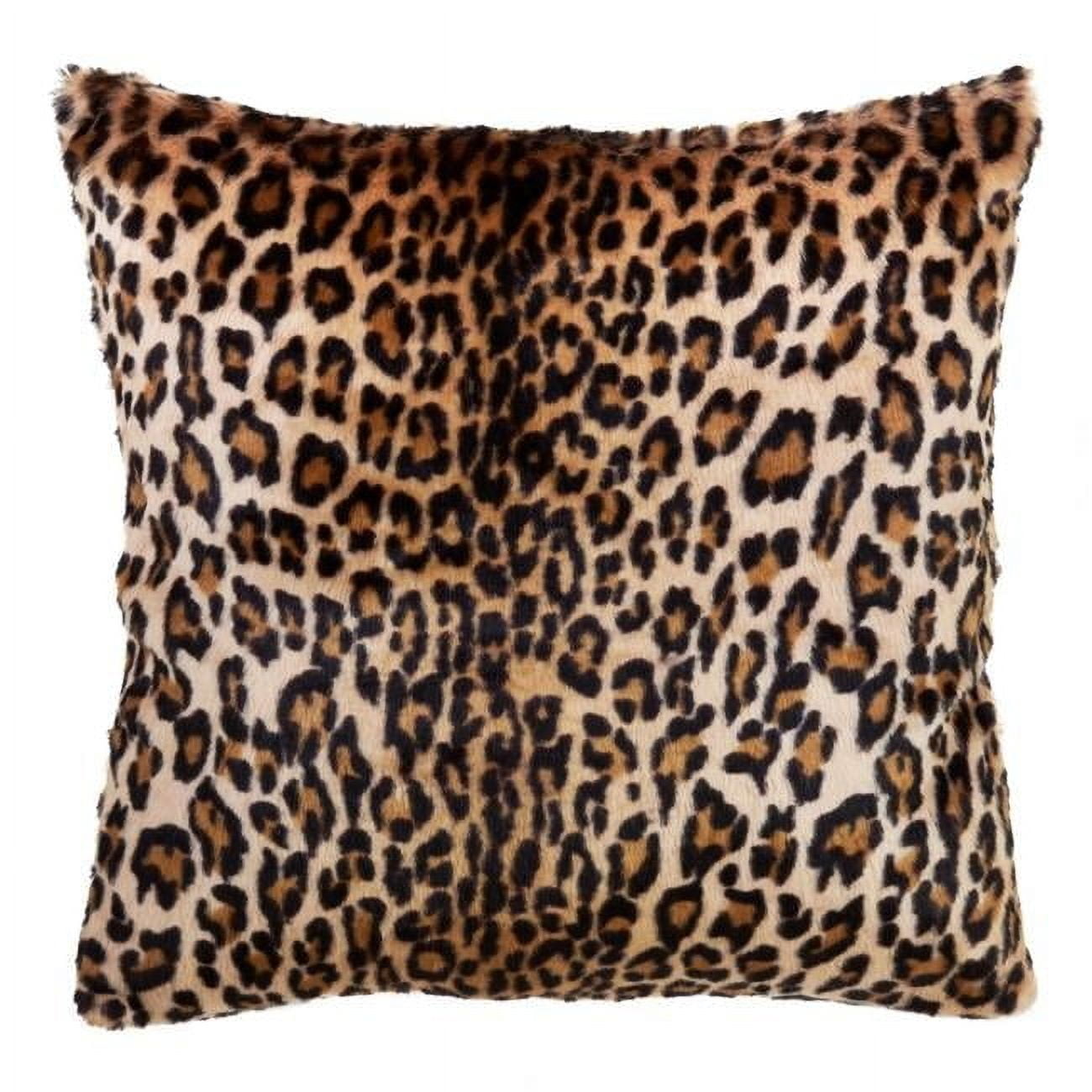 Brown Faux Fur Cheetah Print Square Throw Pillow