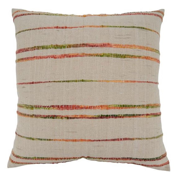SARO 786.N22SC 22 in. Square Natural Woven Line Design Throw Pillow Cover