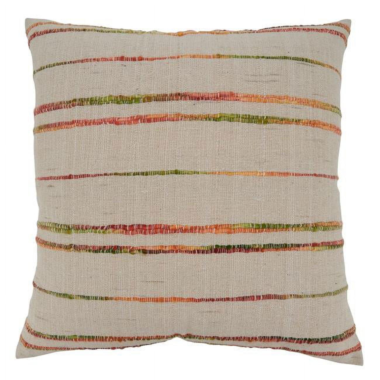 22"x22" Natural Woven Line Design Cotton Throw Pillow