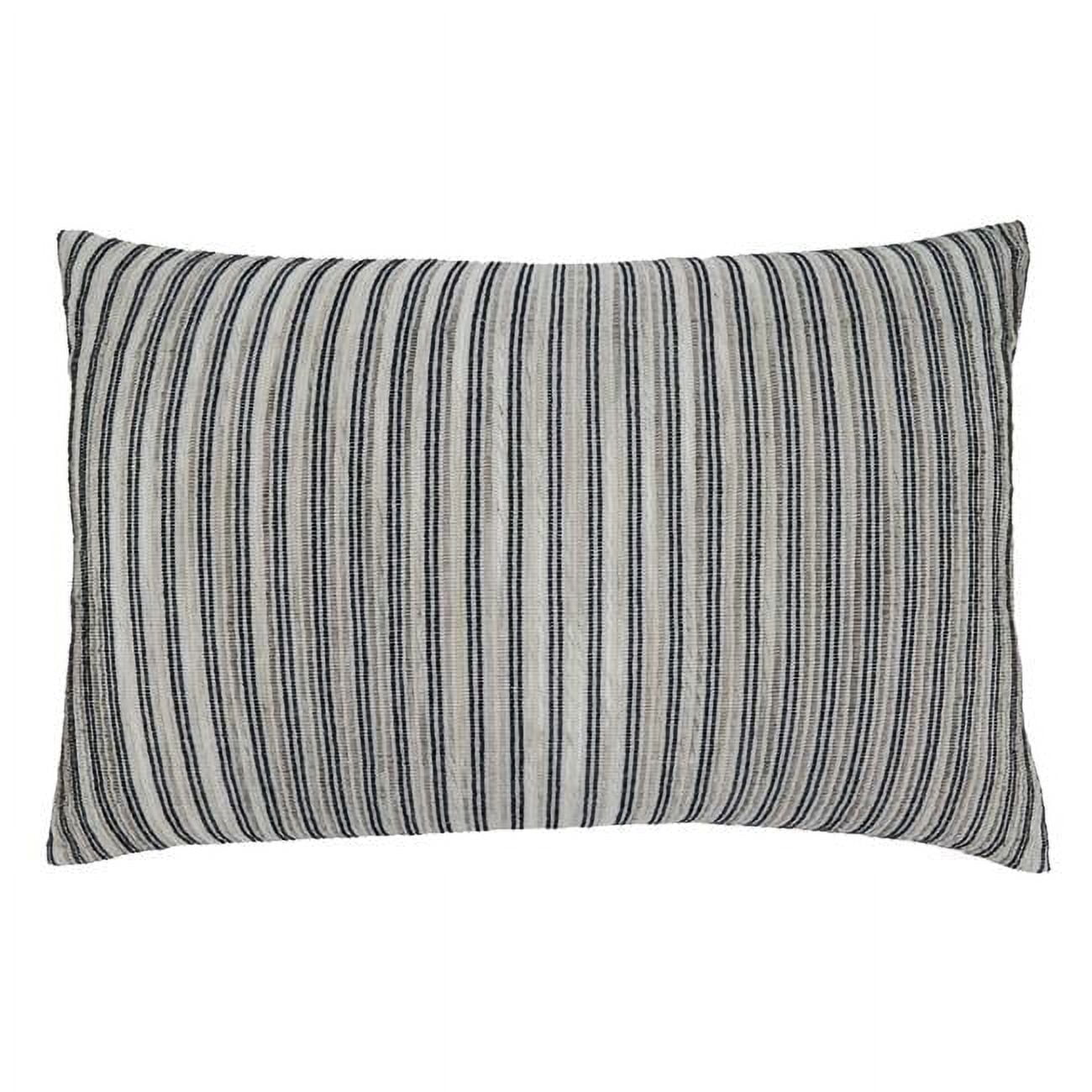 Black and White Striped Cotton Oblong Pillow Cover