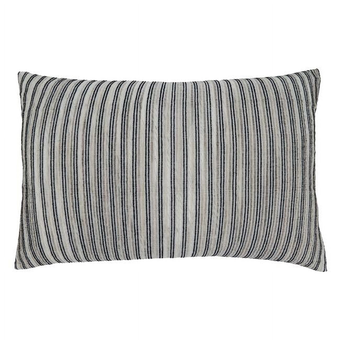 16" x 24" Black and White Striped Cotton Lumbar Pillow