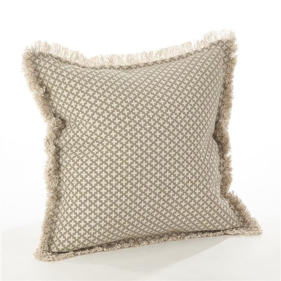 SARO 9014.N20S 20 in. Square Corinth Moroccan Tile Design Down Filled Cotton Throw Pillow Natural