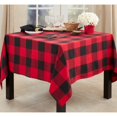 thumbnail image 1 of SARO 9025.R84S 84 in. Square Buffalo Plaid Check Pattern Design Cotton Tablecloth  Red, 1 of 5