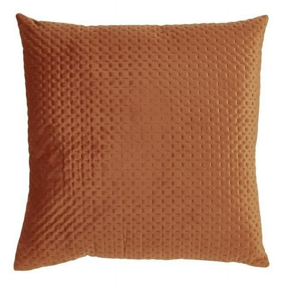 SARO 9036.RU18S 18 in. Square Poly Filled Pinsonic Velvet Throw Pillow - Rust