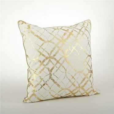 SARO 9283.GL20S 20 in. Embroidered & Foil Print Square Throw Pillow - Gold
