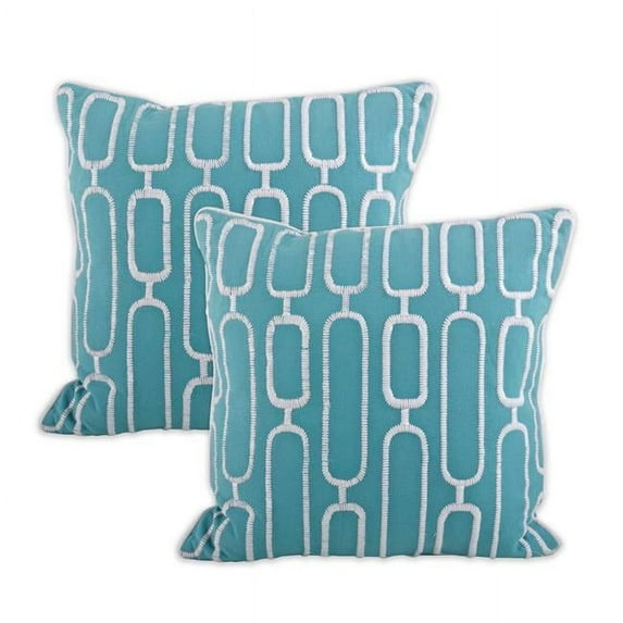 SARO 942.A18SC Geometric Stitched Design Throw Pillow Cover - Set of 2