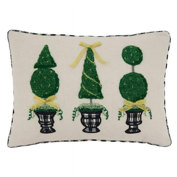 SARO 9752.N1318BD 13 x 18 in. Oblong Natural Topiary Design Throw Pillow with Down Filling
