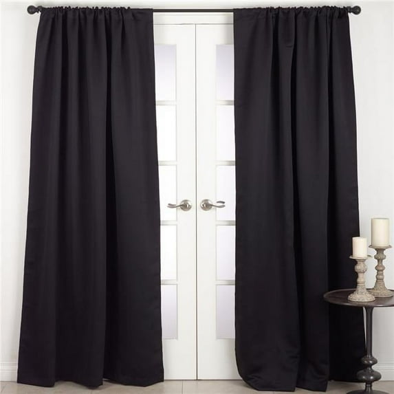 SARO C115.BK5496 54 x 96 in. Solid Rod Pocket Blackout Window Curtain Panel Black
