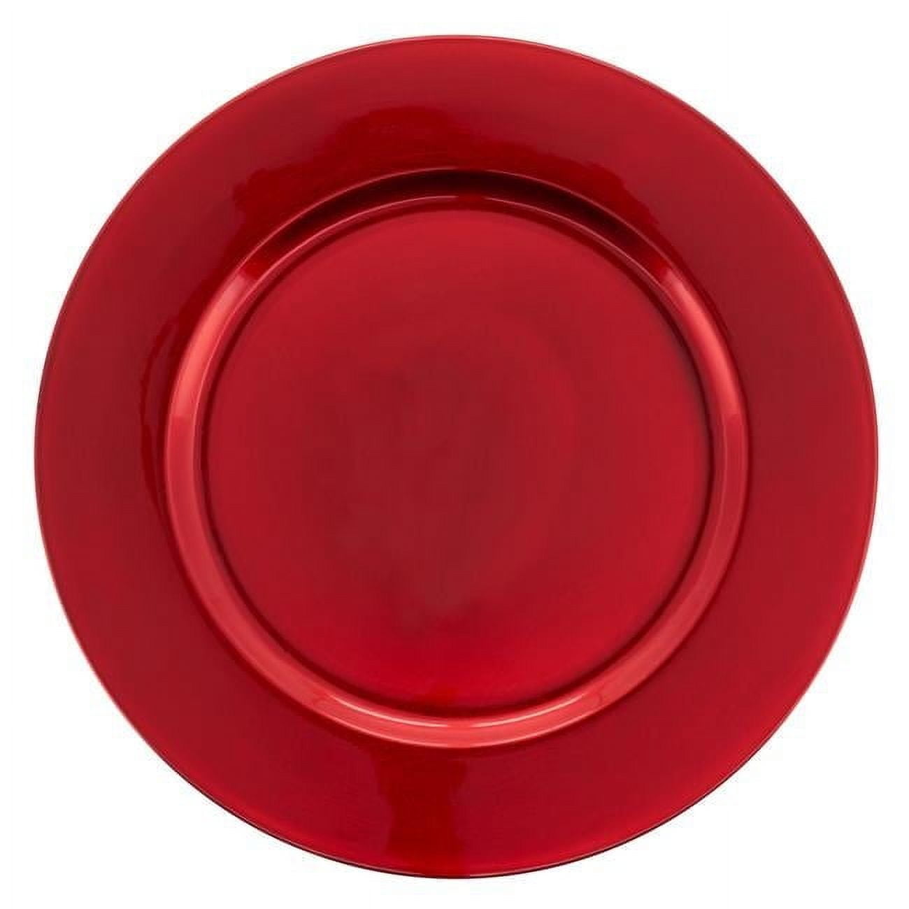 Red Classic Design Charger Plates Set of 4