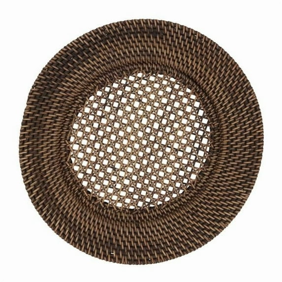 SARO CH714.BR13R 13 in. Handmade Rattan Charger Plates Brown - Round - Set of 4