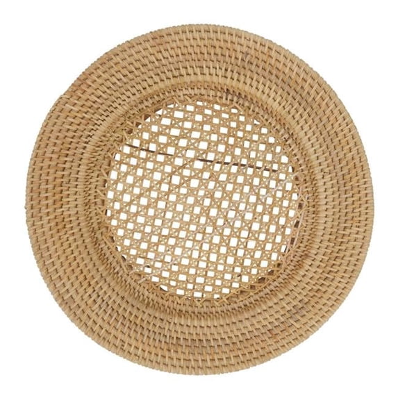 SARO CH714.N13R 13 in. Handmade Rattan Charger Plates Round - Set of 4