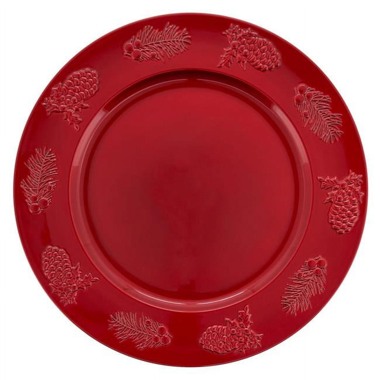 Red Plastic Holly Berry Design Christmas Charger Plates (Set of 4)
