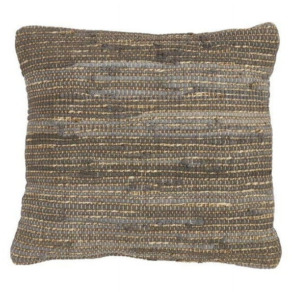 SARO Chindi Design Down Filled Throw Pillow Blue & Grey