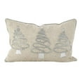 thumbnail image 1 of SARO  Christmas Tree Trio Design Poly Filled Throw Pillow - Silver, 1 of 1