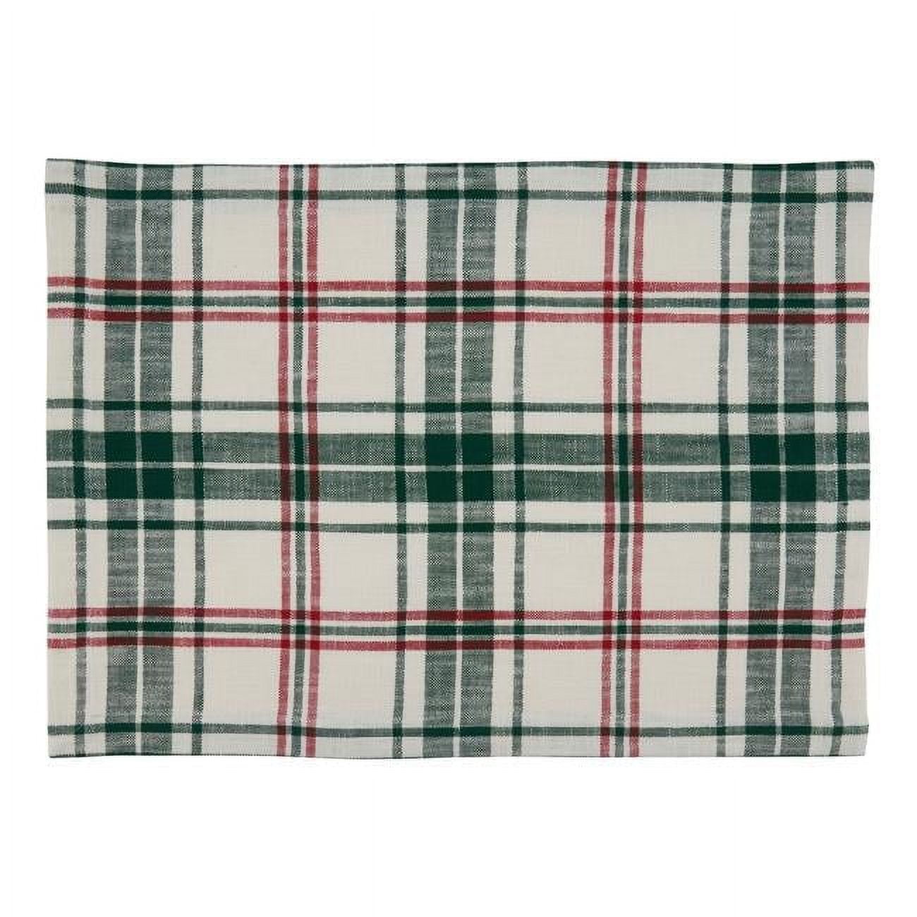Green and White Plaid Cotton Placemats, Set of 4