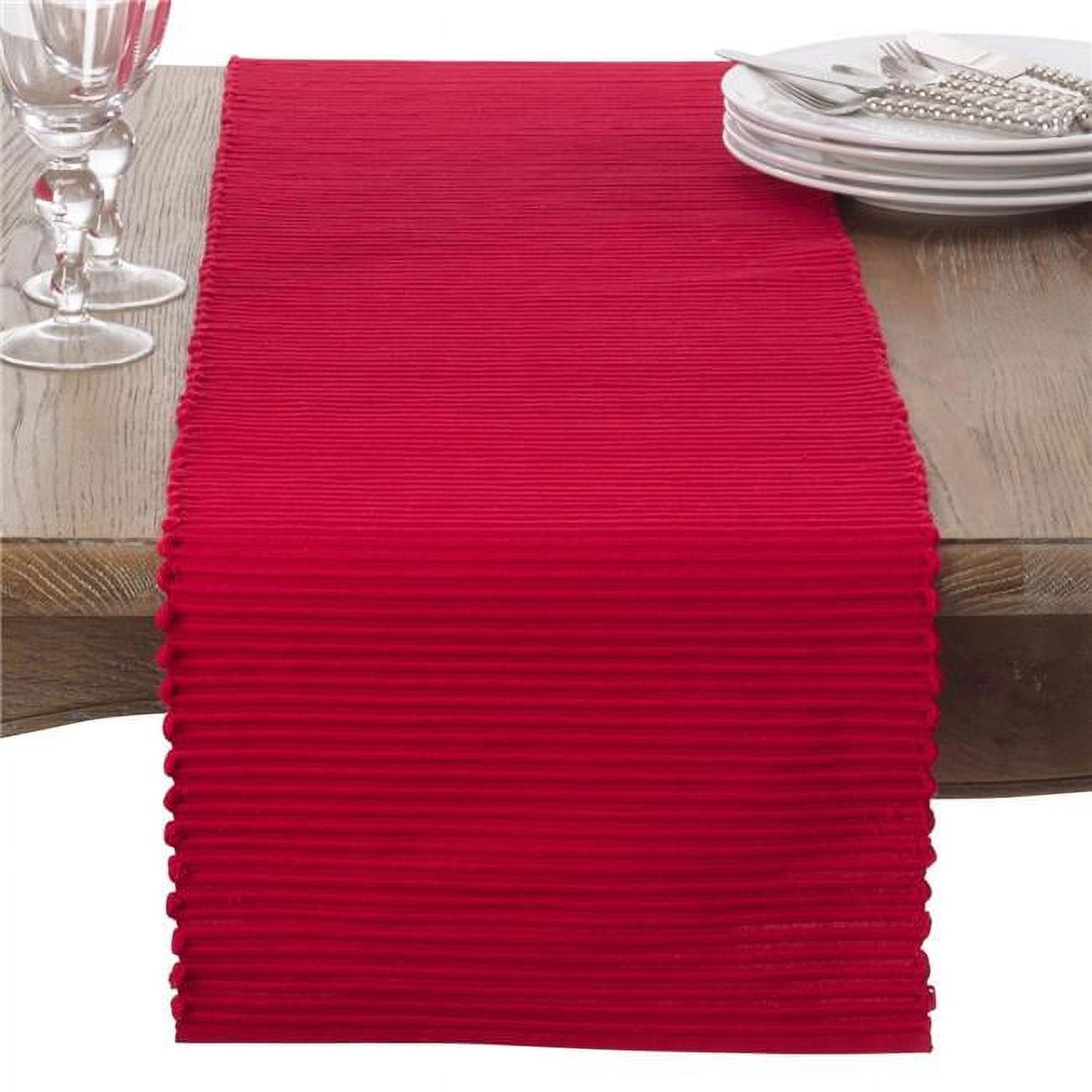 Red Ribbed Cotton Table Runner 13" x 72"