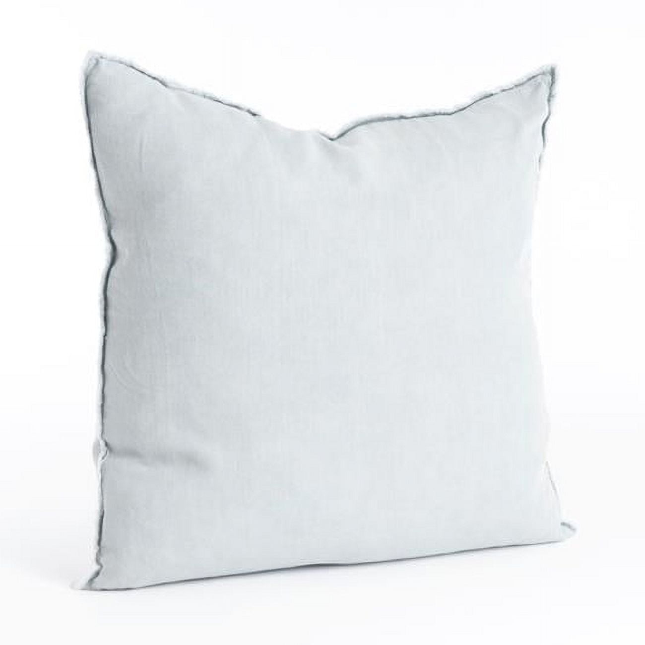 Modern Fringed Linen Down-Filled Throw Pillow in Blue & Gray