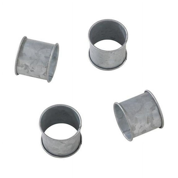 SARO Galvanized Design Rustic Modern Style Metal Napkin Ring Silver - Set of 4