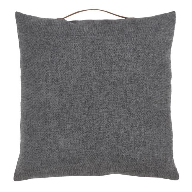 Slate Gray Chenille Square Throw Pillow with Handle