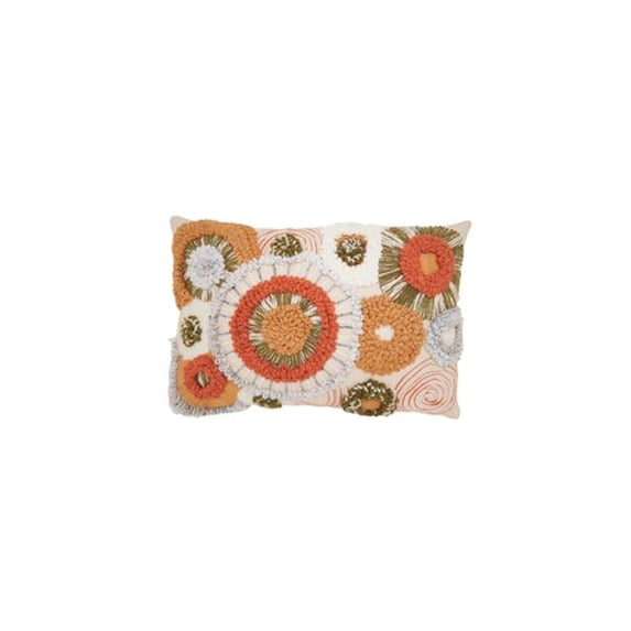 SARO Lifestyle 8183.M1624BP 16 x 24 in. Boho Circles Poly Filled Oblong Throw Pillow, Multi Color