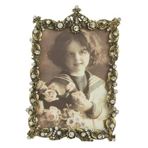 SARO PF748.C3.55 Jeweled Photo Frame with Wavy Borders  Clear