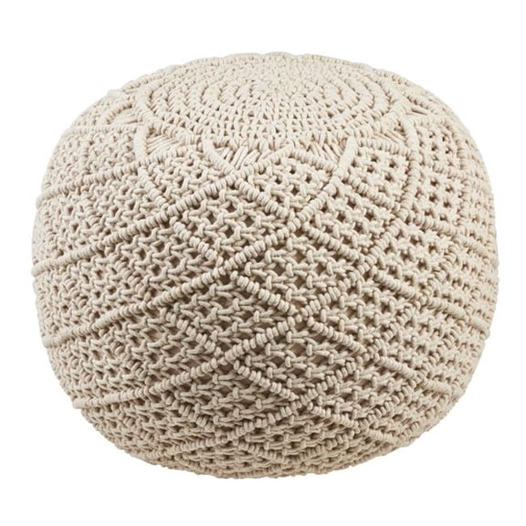 SARO PU315.N Macram Cotton Pouf Natural