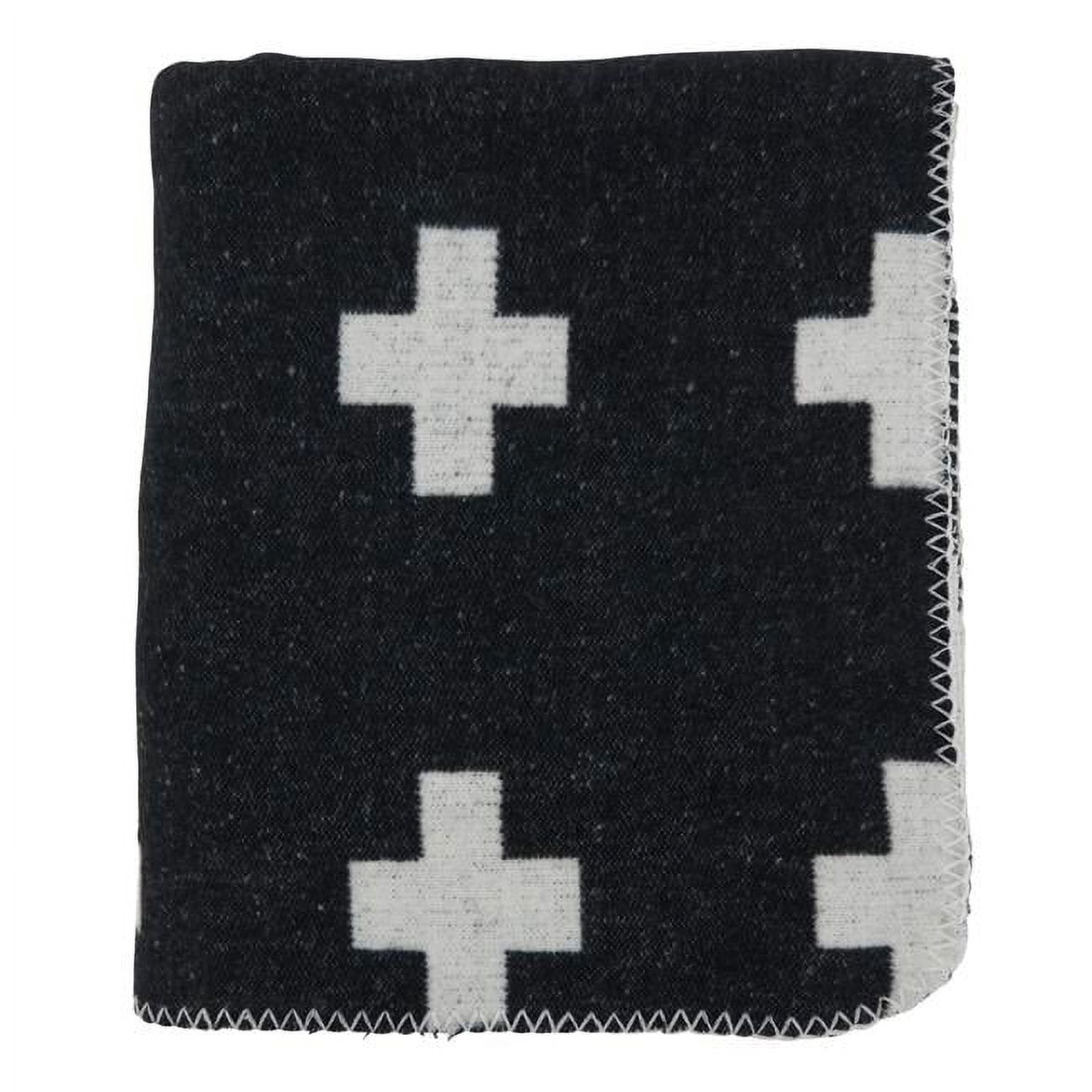 Black and White Reversible Geometric Throw Blanket, 50x60 inches