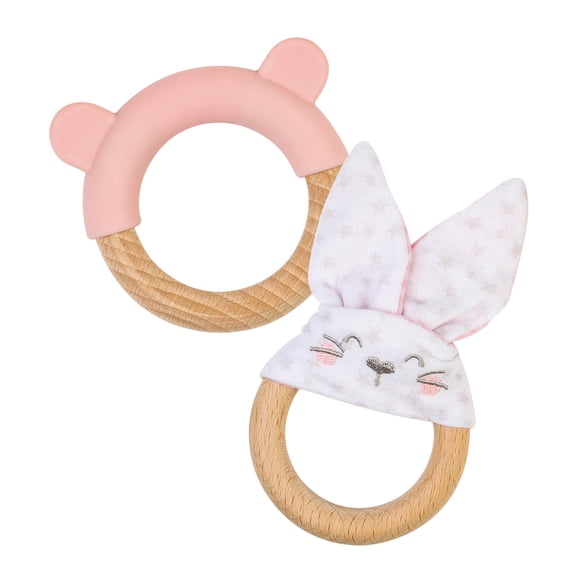 SARO Ring Teether + Bunny Teether - Pink