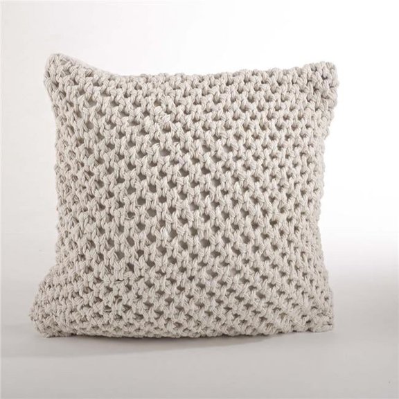 SARO  Sheridan Knitted Square Design Down Filled Pillow - Vanilla - 20in.