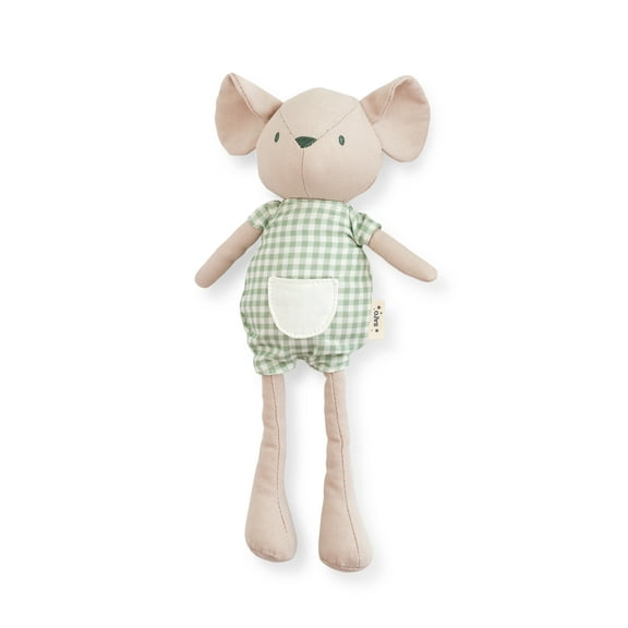 SARO "Spring Cottage" Green Vichy Mousie Ragdoll: 12" Soft Plush Toy for Sensory Development, Kids Activity & Comfort