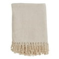 thumbnail image 1 of SARO TH258.I5060 Cotton Throw Blanket with Diamond Weave Design  Ivory, 1 of 5