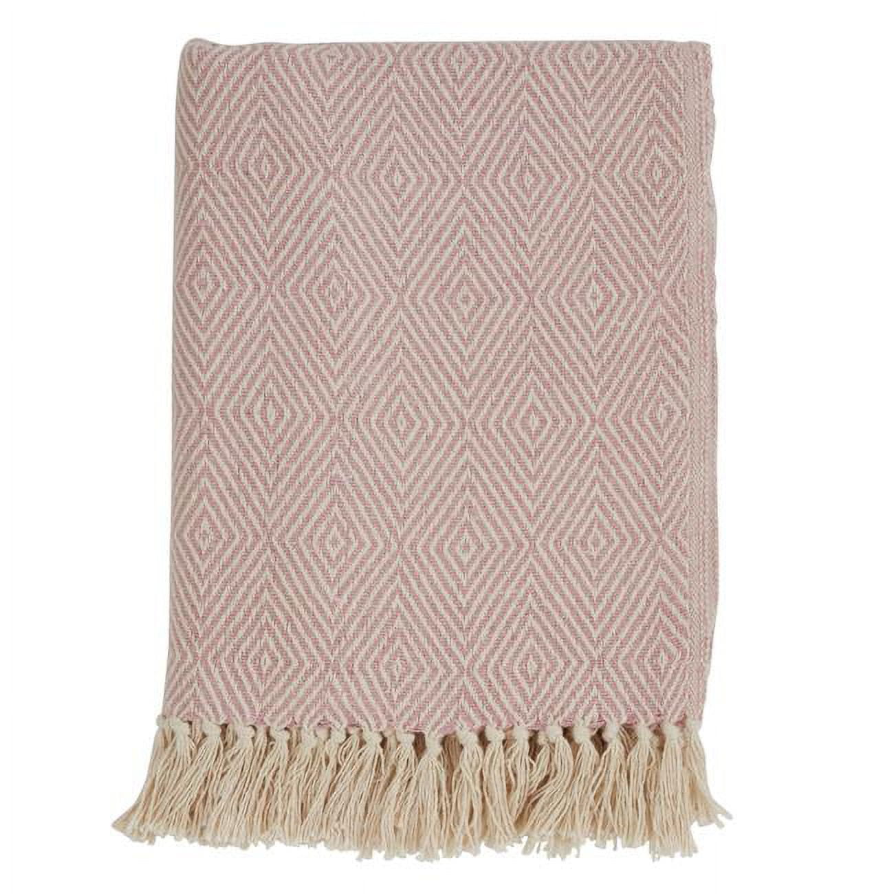 Plush Cotton Diamond Weave Throw Blanket with Tasseled Edges - 50"x60"