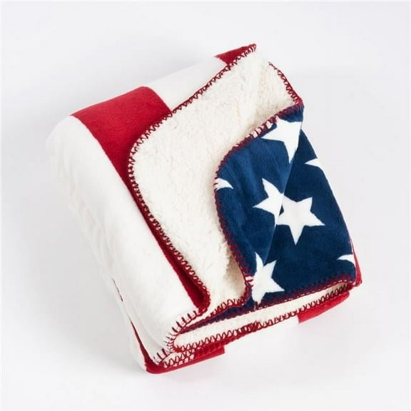SARO TH704.R5060 50 x 60 in. US Flag Design Sherpa Soft & Cozy Throw Blanket  Red