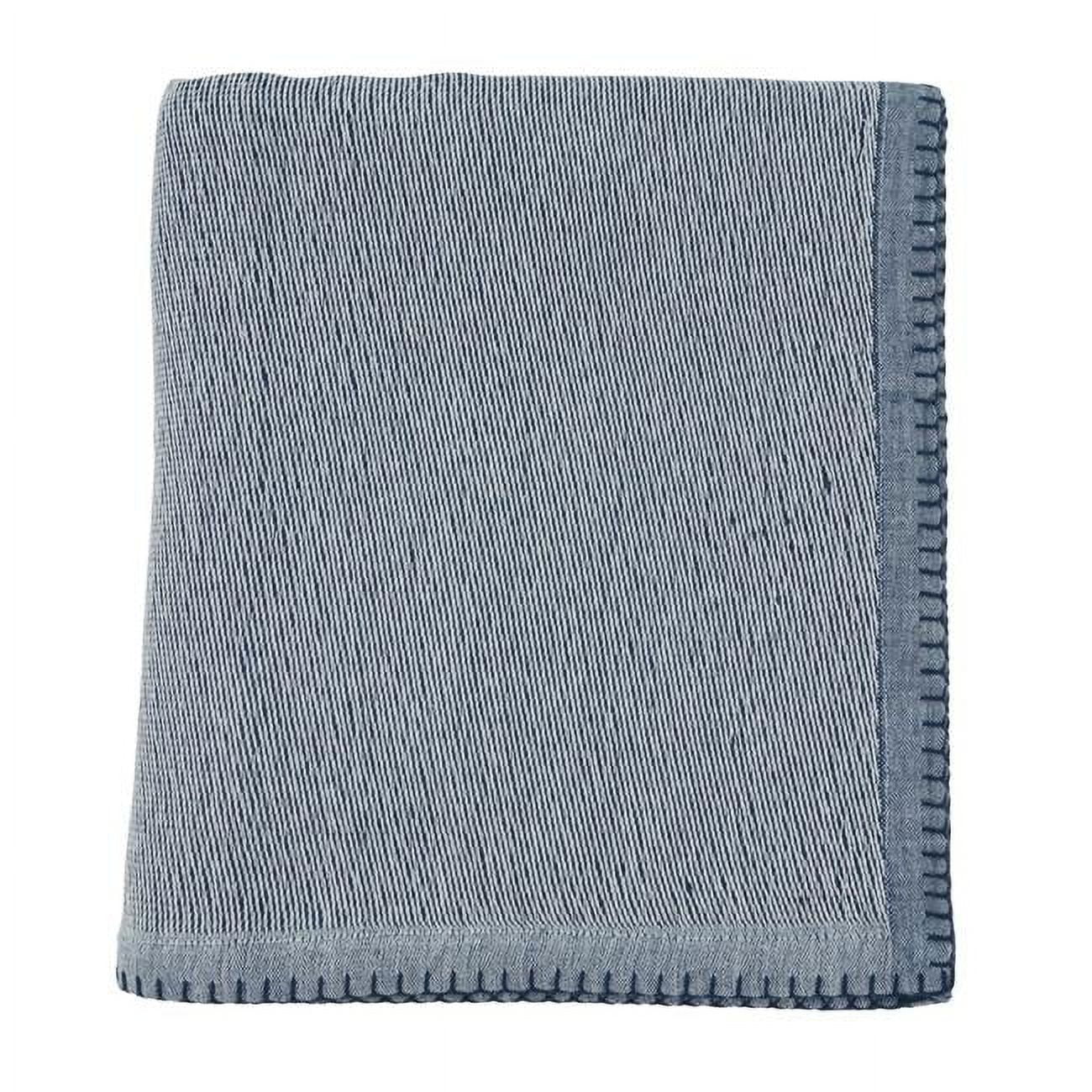 Navy Blue Cotton Whipstitch Throw Blanket