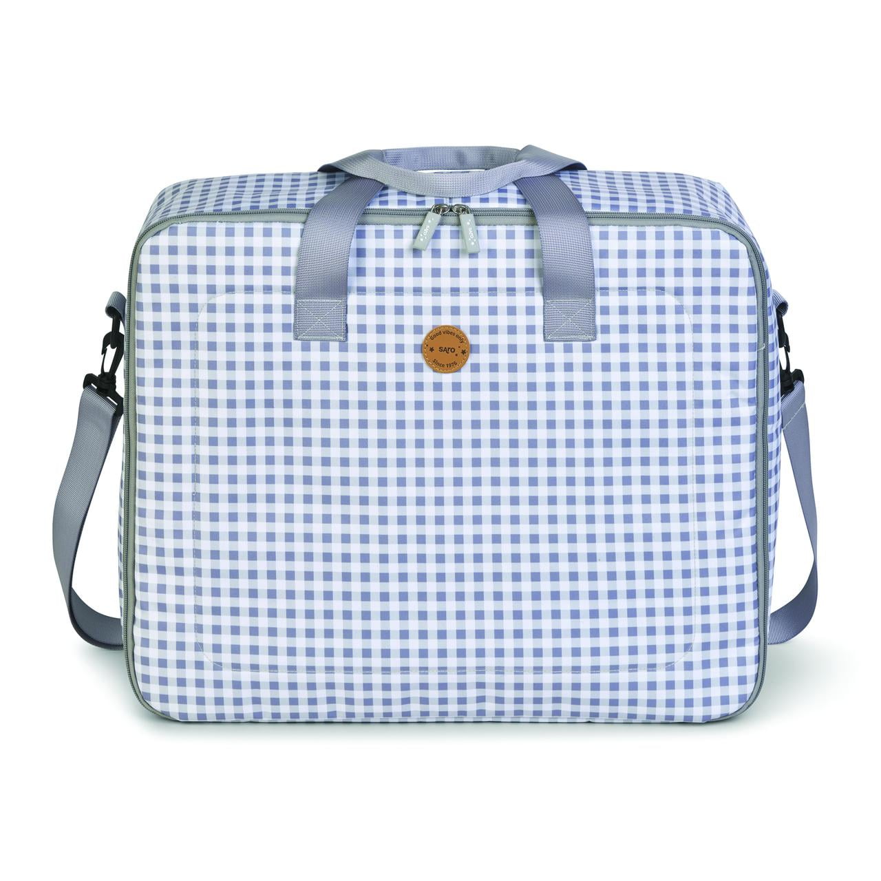 SARO Toddler Weekender Travel Bag - Gray Vichy with Pockets & Adjustable Strap