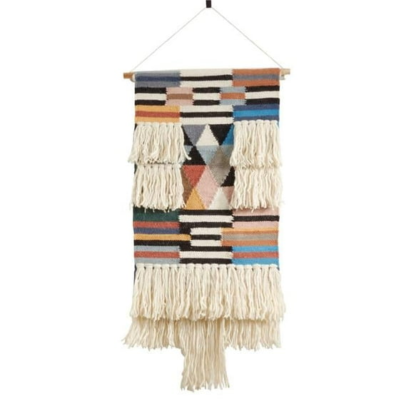 SARO WA984.M Textured Woven Wall Hanging with Fringe Design
