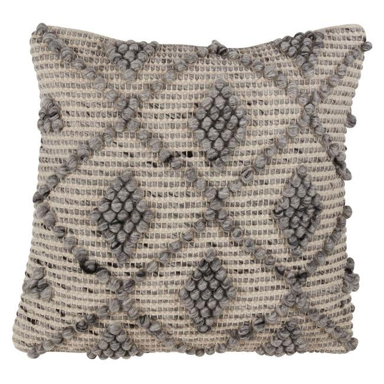 18" Square Wool Blend Throw Pillow with Diamond Weave Pattern