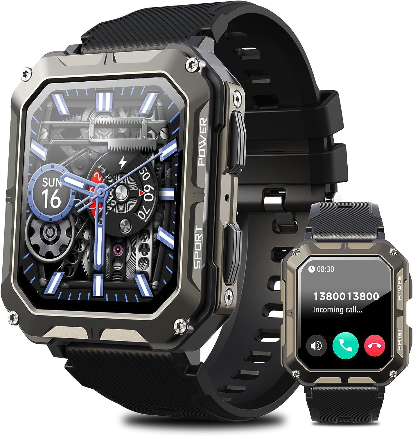 Military Smart Watch for Men Tactical Rugged Smart Watch with Bluetooth  Call Flashlight 1.45 Big Screen Fitness Tracker Heart Rate Sleep Monitor