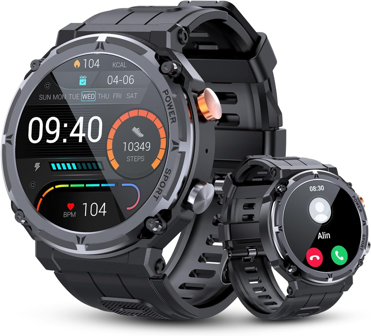SARPCO Smart Watch Compatible with Motorola Moto G Stylus - Waterproof Military Smart Watch with Bluetooth Call (Answer/Dial Call), 1.39'' Outdoor Tactical Fitness Tracker