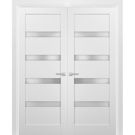 SARTODOORS Paintable Doors with Frosted Opaque Glass, Aluminum White Silk, 1 lb