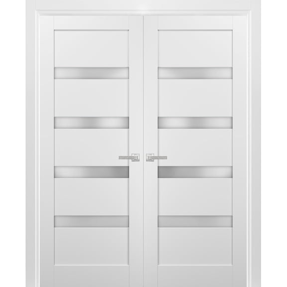 SARTODOORS Paintable Doors with Frosted Opaque Glass, Aluminum White Silk, 1 lb