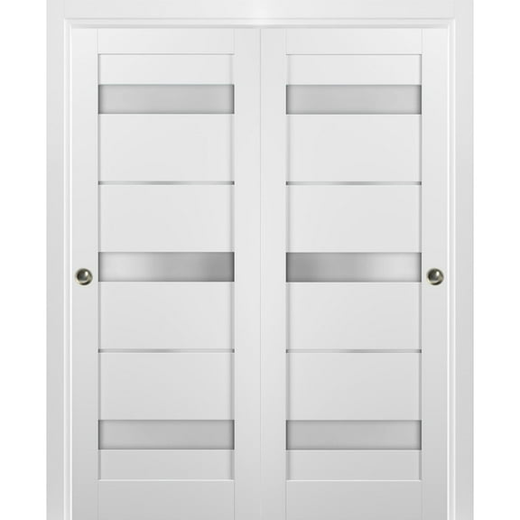 SARTODOORS Soft Opening Sliding Closet Bypass Doors, Solid MDF White Silk